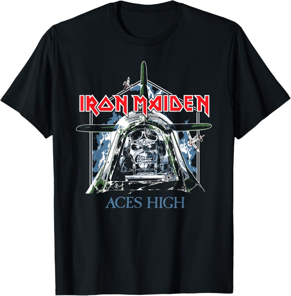 Amazon | Iron Maiden - Aces High Tシャツ | Tシャツ・カットソー 通販